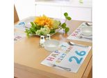 Abakuhaus 26° Compleanno Tovagliette, Morbide Tonalità Pastello Colorate, Design Tipografico, Motivo Celebrativo, Motivo Decorativo, Tiscjdeco In Tessuto Resistente Al Lavaggio Per La Sala Da Pranzo E La Cucina, Multicolore