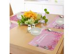 Abakuhaus Tovagliette Per Addio Al Nubilato, Tema Matrimonio, Fiori Asiatici Con Petali Astratti E Pois, Decorazioni Da Tavola In Tessuto Resistente Al Lavaggio Per Sala Da Pranzo E Cucina, Rosa Chiaro E Rosa Shocking