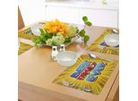 Tovagliette Abakuhaus Family, Stile Fumetto - Le Migliori Famiglie Di Sempre - Parole Su Sfondo Astratto Con Grafica Caricaturale, Tiscjdeco In Tessuto Resistente Ai Colori Per La Sala Da Pranzo E La Cucina, Giallo Blu Rosso