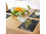 Abakuhaus Tovagliette Grigie E Gialle, Design Ispirato Alla Musica Di Strada Con Motivi Geometrici Concentrici, Tiscjdeco In Tessuto Resistente Ai Colori Per La Sala Da Pranzo E La Cucina, Grigio Antracite E Nero