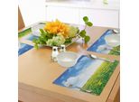 Abakuhaus Tovagliette Gialle E Blu, Campo Di Margherite Estivo, Crescita Rinfrescante Dei Prati, Tiscjdeco In Tessuto Resistente Al Lavaggio Per La Sala Da Pranzo E La Cucina, Giallo Verde Blu