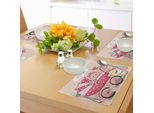 Abakuhaus Tovagliette Che Rivelano Il Sesso, Benvenuto Al Nuovo Cucciolo E Colori Pastello Per Passeggini, Tovagliette Decorative In Tessuto Resistente Ai Colori Per La Sala Da Pranzo E La Cucina, Giallo Chiaro E Rosa.