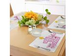 Abakuhaus 1° Compleanno Tovagliette, Tema Festa Per Bambine Con Prima Candela, Immagine Con Coniglietto E Orsetto, Decorazioni Da Tavola In Tessuto Resistente Al Lavaggio Per Sala Da Pranzo E Cucina, Rosa E Lilla