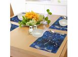 Tovagliette Abakuhaus Indigo, Ispirate Al Grunge Space Time, Con Immagine Artistica Moderna Dai Colori Sfumati, Tiscjdeco In Tessuto Resistente Al Lavaggio Per La Sala Da Pranzo E La Cucina, Azzurro, Blu Scuro E Bianco.