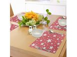 Abakuhaus Tovagliette In Corallo, Grandi E Piccole Stelle Esplodono In Un Design Festoso Ed Energico, Decorazioni Da Tavola In Tessuto Resistente Al Lavaggio Per La Sala Da Pranzo E La Cucina, Bianco Corallo Rosso Rosso