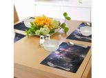 Abakuhaus Set Di Tovagliette, Nebbia Gigante In Colori Chiari Space Motion Supernova Futuristic, Tiscjdeco In Tessuto Resistente Al Lavaggio Per La Sala Da Pranzo E La Cucina, Rosa Chiaro Nero Blu