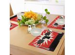 Tappetini Fitness Abakuhaus, Indicatore Di Sporco, Design Vintage Per Allenamento Con Manubri, Tiscjdeco In Tessuto Resistente Al Colore Per Sala Da Pranzo E Cucina, Rosso Cinabro, Nero, Crema