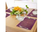 Abakuhaus Tovagliette Mandala Viola, Motivo Ornamentale Persiano Tradizionale Autentico Stile Arabo Boho Design, Tiscjdeco In Tessuto Resistente Al Lavaggio Per La Sala Da Pranzo E La Cucina, Viola Giallo