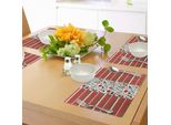 Tovagliette Natalizie Abakuhaus, Colori Tradizionali Stagionali - Strisce Orizzontali Con Bordo Floreale, Decorazioni Da Tavola In Tessuto Resistente Al Lavaggio Per La Sala Da Pranzo E La Cucina, Multicolore