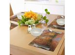 Abakuhaus Tovagliette Fallen, Striscia Ricoperta Di Foglie Cadute Dall'autunno Forest Vibrant Trees Print, Tiscjdeco In Tessuto Resistente Al Lavaggio Per La Sala Da Pranzo E La Cucina, Giallo Verde Arancione