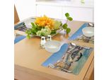 Abakuhaus Tovagliette Venezia, Panorama Urbano In Una Giornata Di Sole Con Il Ponte Di Rialto, Il Canal Grande E La Destinazione Veneziana, Tiscjdeco In Tessuto Resistente Ai Colori Per La Sala Da Pranzo E La Cucina, Multicolore