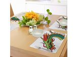 Tovagliette Abakuhaus Con Draghi, Ritratto Di Testa Di Mostro, Pericolo Tradizionale, Fantastico Animale Retrò, Cartone Animato, Tiscjdeco In Tessuto Resistente Al Colore Per La Sala Da Pranzo E La Cucina, Verde Felce, Arancione, Rosso