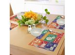 Tappetini Fitness Abakuhaus, Collage Di Cornici Colorate Con Motivi Vegetali Ed Esercizi, Decorazioni Da Tavolo In Tessuto Resistente Al Lavaggio Per La Sala Da Pranzo E La Cucina, Multicolore