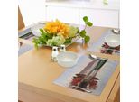 Abakuhaus Tovagliette, Ponte Vibrante In Acero E Pino Con Riflessi Di Pietra Sopra Case E Colline Avvolte Dalla Nebbia, Tiscjdeco In Tessuto Resistente Al Colore Per La Sala Da Pranzo E La Cucina, Multicolore