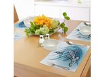 Tovagliette Abakuhaus Hai, Pesce Martello Con Effetti Decorativi Etnici, Immagine Dell'oceano Che Nuota, Tessuto Lavabile E Resistente Al Lavaggio Per Sala Da Pranzo E Cucina, Blu Petrolio Scuro E Bianco.