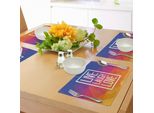 Abakuhaus Tovagliette "Vivi, Ridi, Ama"", Famosa Cornice Con Slogan E Stampa Colorata A Triangoli Con Effetto Poliedrico, Decorazione Da Tavola In Tessuto Resistente Al Lavaggio Per La Sala Da Pranzo E La Cucina, Multicolore"