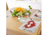 Tappetini Fitness Abakuhaus, Icona A Forma Di Cuore Rosso Con Macchie E Disegno Artistico Dell'amore Con Uno Sciocco Sporco, Tiscjdeco In Tessuto Resistente Al Colore Per La Sala Da Pranzo E La Cucina, Bianco E Rosso