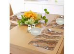 Tovagliette In Marmo Abakuhaus, Motivo In Marmo Onice, Travertino Minerale, Illustrazione Strutturata Con Inchiostro Acquerellato, Tiscjdeco In Tessuto Resistente Al Colore Per La Sala Da Pranzo E La Cucina, Multicolore