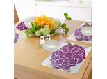 Abakuhaus Tovagliette Mandala Viola, Acquerello Lotus Flower Yoga Meditazione Zen Stile Boho Painbrush Artwork, Tiscjdeco In Tessuto Resistente Al Colore Per La Sala Da Pranzo E La Cucina, Fucsia Bianco