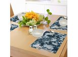 Tovagliette In Marmo Abakuhaus, Insolito Motivo Naturale Con Pietre Preziose, Onice E Roccia, Con Effetti Pennellate Vintage, Tiscjdeco In Tessuto Resistente Al Lavaggio Per La Sala Da Pranzo E La Cucina, Blu-Grigio Perla