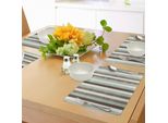Tovagliette Abakuhaus Retro, Classiche Strisce Verticali, Trama Tessuta, Aspetto Vintage, Tiscjdeco In Tessuto Resistente Al Lavaggio Per Sala Da Pranzo E Cucina, Verde Mandorla, Marrone, Crema
