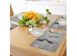 Abakuhaus Tovagliette Bianche E Nere, Desert Landscape Horse E Lady Paesaggio Magico Fantasy Monocromatico, Tiscjdeco In Tessuto Resistente Al Lavaggio Per La Sala Da Pranzo E La Cucina, Bianco Nero Grigio