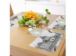 Tovagliette Abakuhaus Paris, Vista Del Pont Neuf, Storico Simbolo Francese, Disegno Di Architettura Urbana, Tiscjdeco In Tessuto Resistente Al Colore Per La Sala Da Pranzo E La Cucina, Bianco E Nero