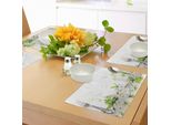 Tovagliette Abakuhaus Con Motivi Floreali, Fiori Bianchi Primaverili Su Rami Secchi, Freschezza, Giardino, Stagione Della Crescita, Natura, Decorazioni Da Tavola In Tessuto Resistente Allo Scolorimento Per Sala Da Pranzo E Cucina, Bianco E Verde
