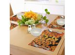 Abakuhaus Tovagliette, Foglie Vibranti Di Rami Di Acero Autunnale Con Raggi Di Sole Stagionali, Tiscjdeco In Tessuto Resistente Al Colore Per La Sala Da Pranzo E La Cucina, Arancione Giallo Marrone