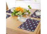 Abakuhaus Tovagliette Rustiche, Stelle Simmetriche Stati Uniti Independence Freedom Theme Print, Tiscjdeco In Tessuto Resistente Al Lavaggio Per Sala Da Pranzo E Cucina, Blu Scuro Bianco Rubino