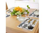 Tovagliette Abakuhaus Zoo, Collezione Di Animali Selvatici In Stile Cartone Animato Della Fauna Africana Habitat Savannah Wilderness, Tiscjdeco In Tessuto Resistente Ai Colori Per La Sala Da Pranzo E La Cucina, Multicolore