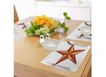 Abakuhaus Tovagliette Primitive, Stile Grunge Western Star Retrò Invecchiato, Design Country Retrò, Tiscjdeco In Tessuto Resistente Al Lavaggio Per La Sala Da Pranzo E La Cucina, Calendula Redwood