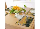 Tovagliette Abakuhaus, Tema Colorado Rocky Mountains-Westwildnis-Usa, Tiscjdeco In Tessuto Resistente Al Lavaggio Per Sala Da Pranzo E Cucina, Giallo Verde Grigio