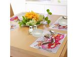 Tovagliette Abakuhaus Eis, Dessert Misti Deliziosi Con Fiori Esotici E Aromi Estivi, Tema Tropicale, Tiscjdeco In Tessuto Resistente Al Lavaggio Per La Sala Da Pranzo E La Cucina, Multicolore