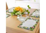 Abakuhaus Tovagliette Natalizie, Rami Di Abete Square Framework Xmas Noel Simboli Festivi In Colori Vivaci, Decorazioni Da Tavola In Tessuto Resistente Al Lavaggio Per La Sala Da Pranzo E La Cucina, Multicolore