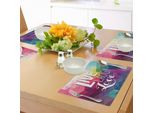 Abakuhaus Tovagliette "Vivi, Ridi, Ama"", Sfondo Geometrico Colorato Con Parole Di Felicità In Mosaico Poligonale, Decorazioni Da Tavola In Tessuto Resistente Al Lavaggio Per La Sala Da Pranzo E La Cucina, Multicolore"