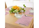 Abakuhaus Tovagliette Rosa Pallido, Motivo Floreale Ornamentale Con Linee Sinuose Petali Fioriti Design Femminile Per Ragazze, Tiscjdeco In Tessuto Resistente Al Lavaggio Per La Sala Da Pranzo E La Cucina, Bianco