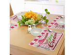 Tovagliette Abakuhaus Eis, Logo Retrò Con Ghiacciolo Alla Fragola In Tonalità Tenui Pop Art Fatta In Casa, Tovaglietta Decorativa In Tessuto Resistente Ai Colori Per La Sala Da Pranzo E La Cucina, Rosa Marrone Castagna Crema
