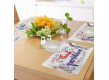 Abakuhaus Tovagliette Ispiratrici, Pensa Positivo, Arte Calligrafica Stilizzata, Motivi Floreali Che Evocano Ottimismo, Citazione Sulla Vita, Tiscjdeco In Tessuto Resistente Al Lavaggio Per La Sala Da Pranzo E La Cucina, Multicolore