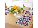 Abakuhaus Tovagliette Astratte, Strisce Geometriche Grunge Audaci Con Motivo Artistico A Pennellate, Decorazioni Da Tavola In Tessuto Resistente Al Lavaggio Per La Sala Da Pranzo E La Cucina, Viola Blu Bianco Nero Rosso