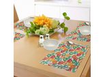 Tovagliette Fitness Abakuhaus, Icone Di Uno Stile Di Vita Sano - Motivi Colorati - Tè Verde - Cereali - Acqua - Grazioso Stile Retrò - Tiscjdeco In Tessuto Resistente Ai Colori Per La Sala Da Pranzo E La Cucina, Multicolore