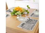 Abakuhaus Tovagliette Moderne, Ritratto Del Gatto Hippie Con Extrawild E Divertente Illustrazione Tipografica, Tiscjdeco In Tessuto Resistente Al Lavaggio Per La Sala Da Pranzo E La Cucina, Grigio Chiaro Sabbia
