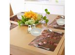 Tovagliette Abakuhaus Natur, Fiori Di Ciliegio Sakura Tree Branches Stampa Giapponese Con Fiori, Tiscjdeco In Tessuto Resistente Al Lavaggio Per Sala Da Pranzo E Cucina, Corallo Scuro Rosa Chiaro