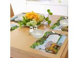 Tovagliette Per Bambini Abakuhaus, Vari Animali Dei Cartoni Animati Insieme A Fiumi, Rive, Alberi, Uccelli, Simpatici Animali Selvatici, Stampa Digitale Su Tessuto Lavabile, Decorazioni Per La Tavola, Cucina, Multicolore