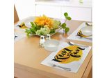 Abakuhaus Tovagliette Ispiratrici, Divertenti Per Calligrafia - Pennellate Gialle - Sfondo - Immagine Lifestyle, Tessuto Lavabile E Resistente Al Lavaggio Per Sala Da Pranzo E Cucina, Giallo Bianco Nero