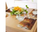 Abakuhaus Tovagliette, Sentiero Nella Foresta Nebbiosa, Tranquillo Settembre, Tema Country Sereno E Idilliaco, Tiscjdeco In Tessuto Resistente Al Colore Per La Sala Da Pranzo E La Cucina, Rosso Legno Arancione Giallo