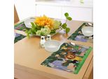 Tovagliette Abakuhaus Zoo, Animali Nella Giungla - Espressioni Divertenti, Esotiche, Buffe, Applausi, Illustrazioni Di Habitat Naturali, Tiscjdeco In Tessuto Resistente Ai Colori Per La Sala Da Pranzo E La Cucina, Multicolore