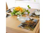 Abakuhaus Tovagliette, Lago Al Tramonto Raggi Paesaggio Autunnale Stagno Foresta All'aperto Ecologia Ambiente, Tiscjdeco In Tessuto Resistente Al Colore Per La Sala Da Pranzo E La Cucina, Multicolore
