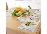 Tovagliette Abakuhaus Eis, Frase "Ciao Estate"" Con Icona Al Gusto Di Limone E Stampa A Spruzzi Acquerellati, Decorazione Da Tavola In Tessuto Resistente Al Lavaggio Per Sala Da Pranzo E Cucina, Giallo Bianco Nero"