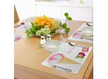 Tovagliette Abakuhaus Eis, Acquerello Gusto Fragola Estate Bambine Yummy Artwork Print, Tiscjdeco In Tessuto Resistente Al Lavaggio Per Sala Da Pranzo E Cucina, Marrone Sabbia Rosa Chiaro